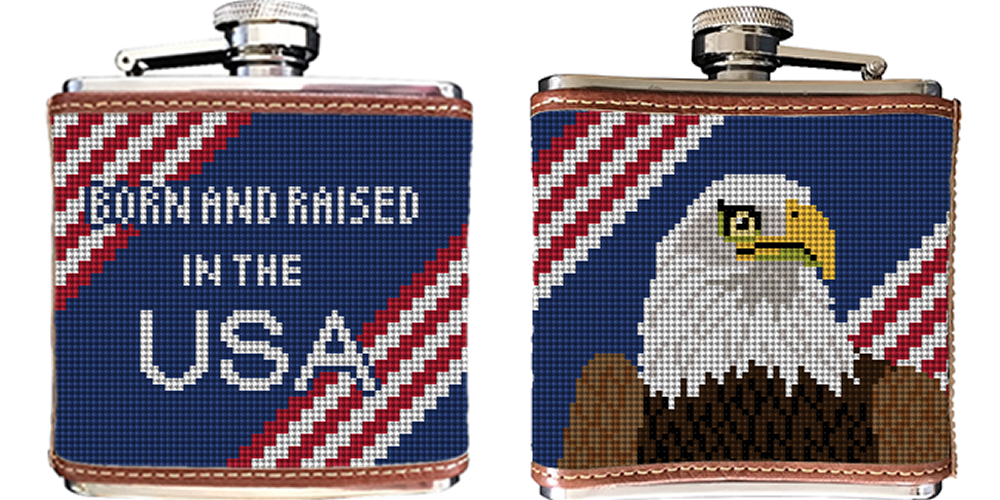 Eagle Needlepoint Flask