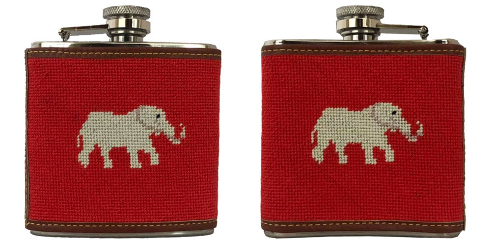 Elephant Needlepoint Flask