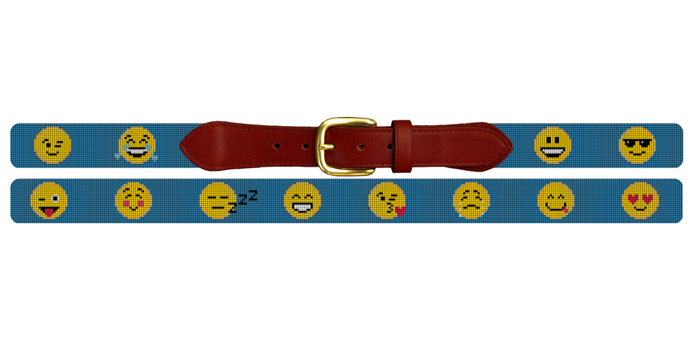 Emojis Needlepoint Belt Fun and Playful Brewster Belt