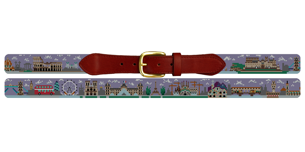 European Landscape Needlepoint Belt