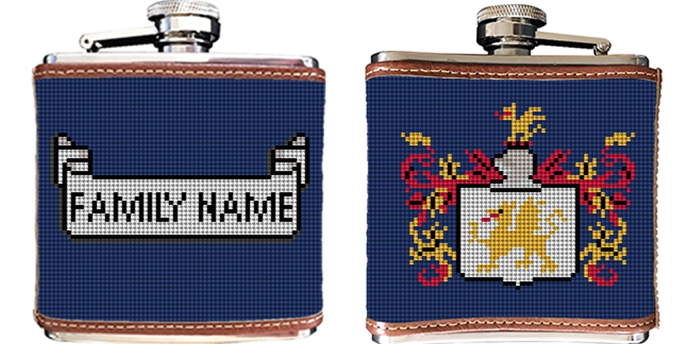 Family Crest Needlepoint Flask