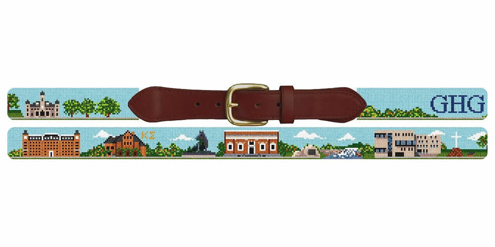 Fayetteville Arkansas Landscape Needlepoint Belt