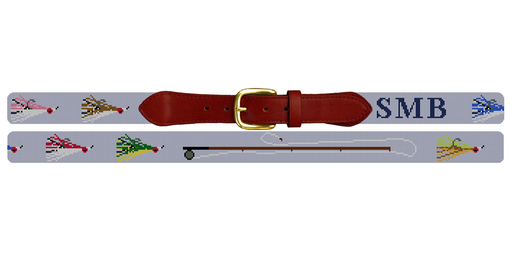 Fly Fisherman Needlepoint Belt