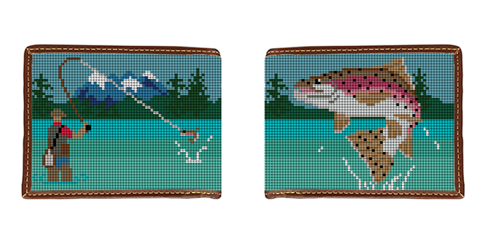 Fly Fishing Landscape Needlepoint Wallet