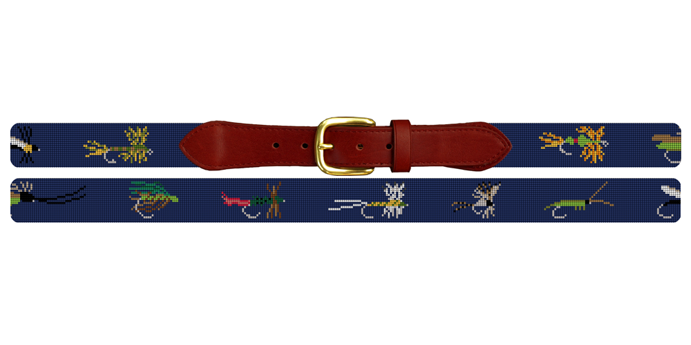 Fly Fishing Needlepoint Belt
