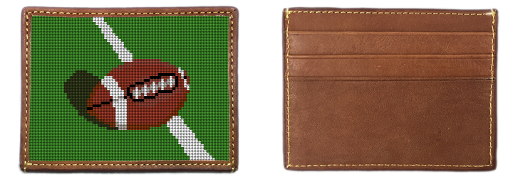 Football Needlepoint Card Wallet