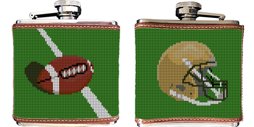 Custom Football Needlepoint Flask