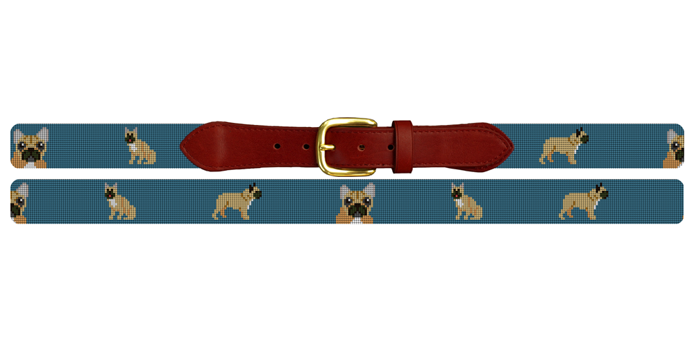 French Bulldog Needlepoint Belt