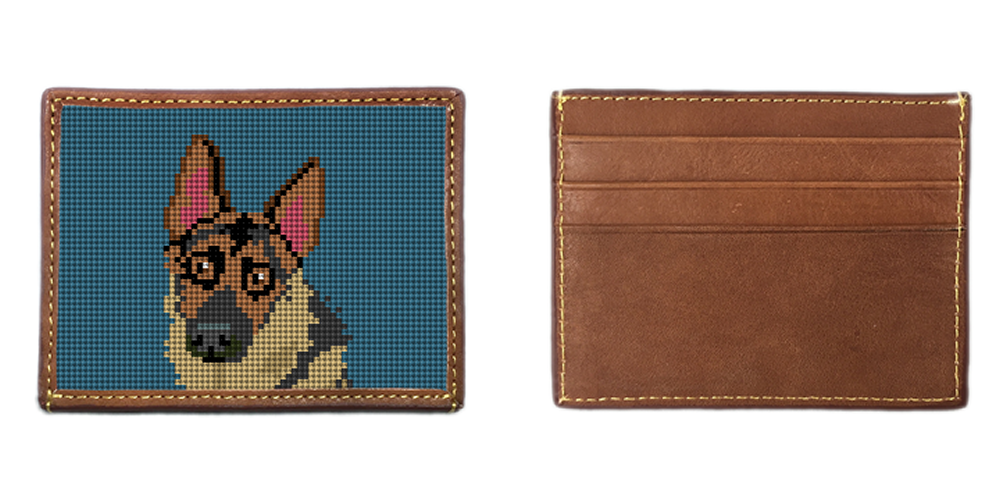 German Shepherd Portrait Needlepoint Card Wallet