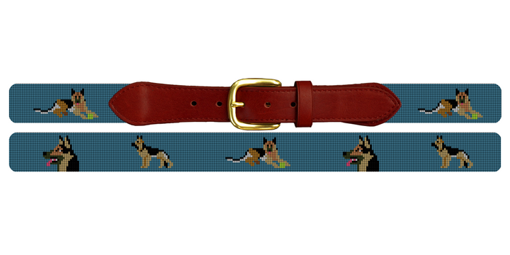German Shepherd Needlepoint Belt