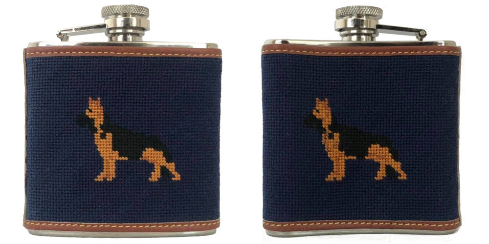 Shepherd Needlepoint flask