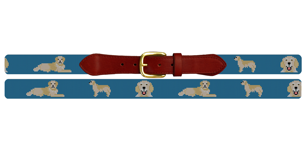 Golden Retriever Needlepoint Belt