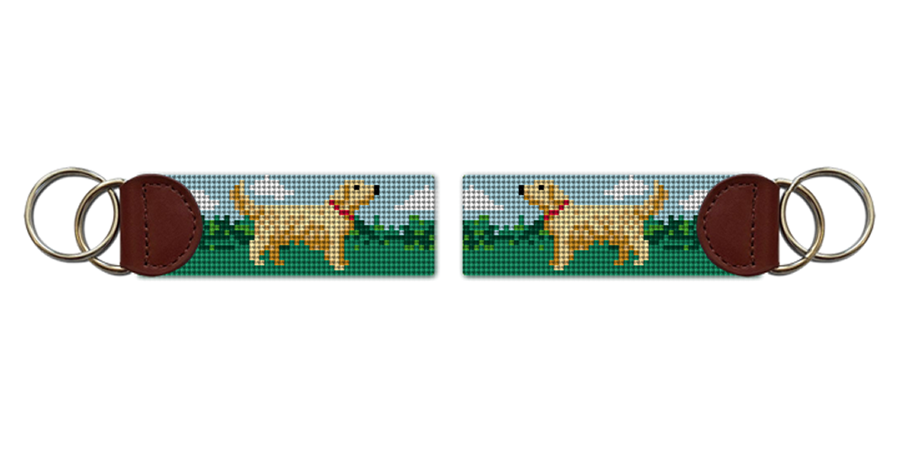 Golden Retriever Needlepoint Key Fob