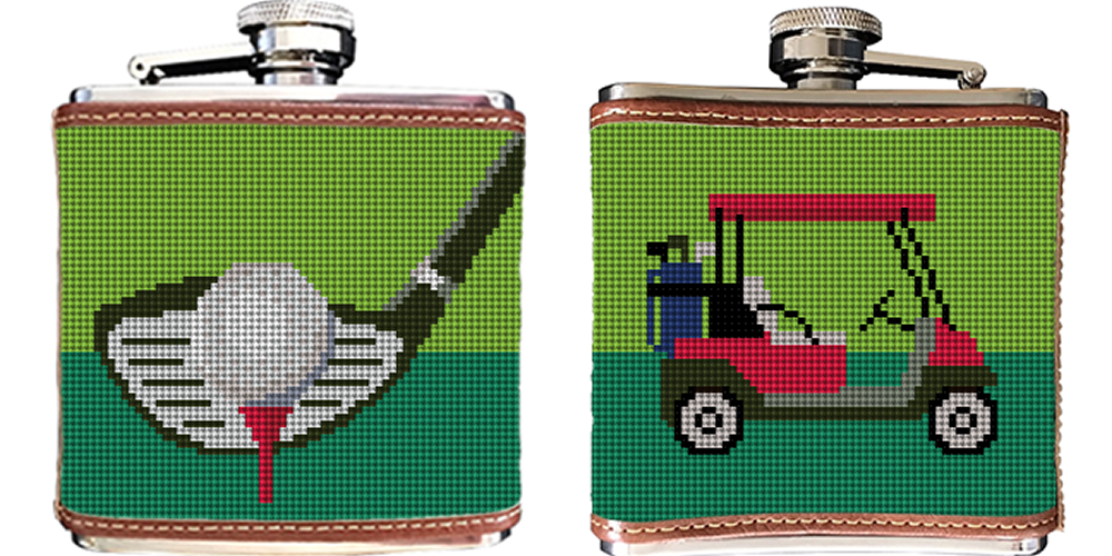 Golf Needlepoint Flask
