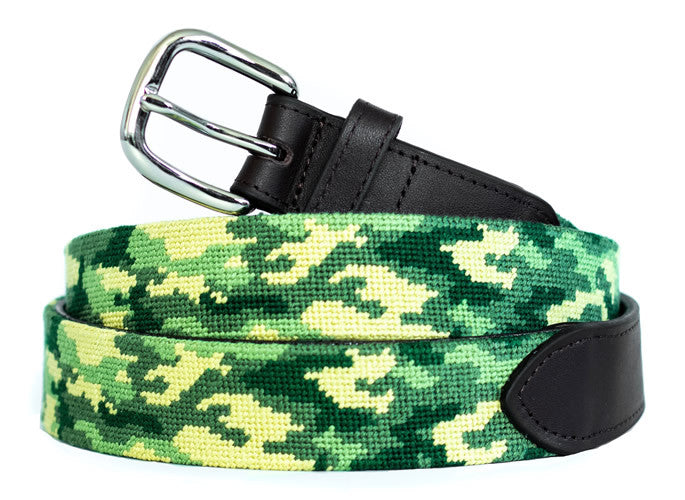 Green Camo Needlepoint Belt