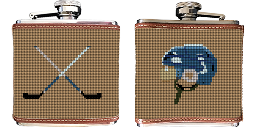 Hockey Needlepoint Flask