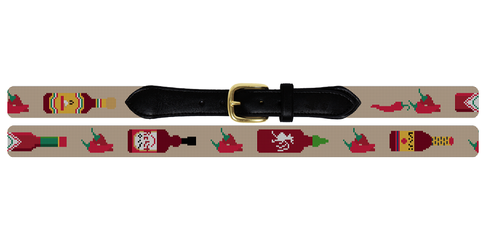 Hot Sauce Needlepoint Belt
