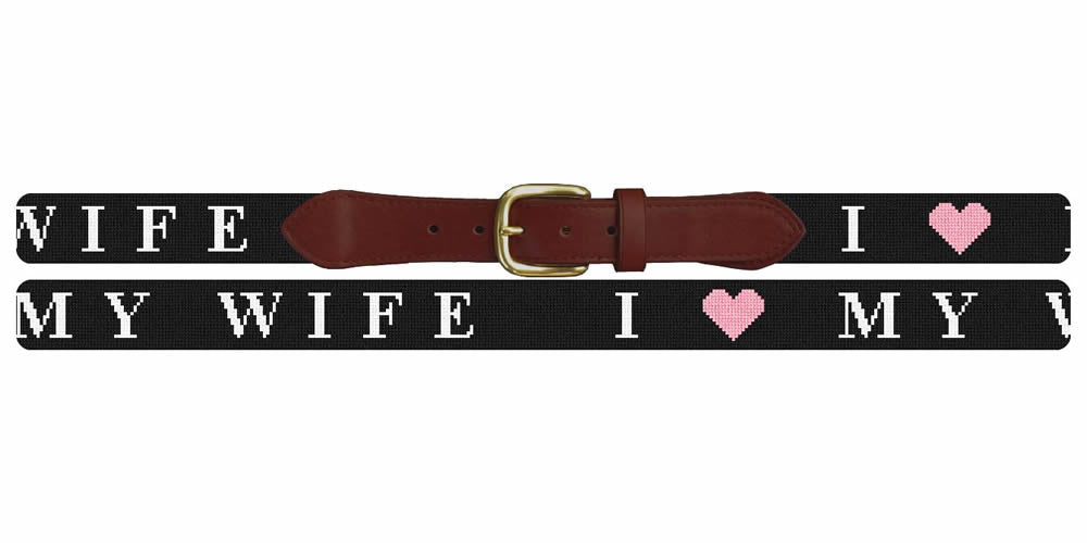 I Love My Wife Needlepoint Belt