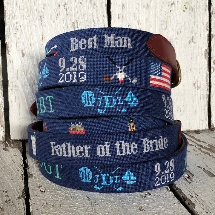 Custom Groomsman Needlepoint Belt