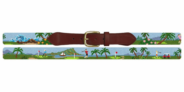 Island Golf Landscape Needlepoint Belt