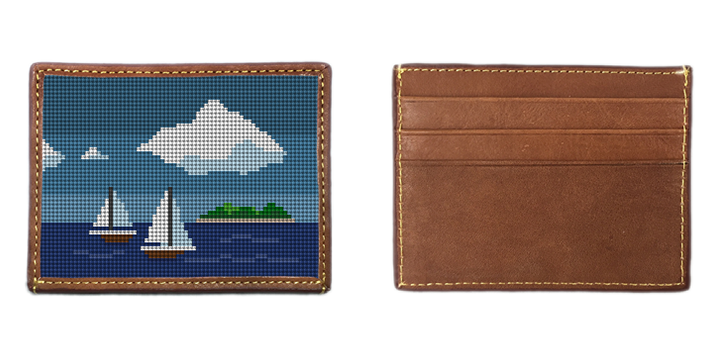 Island Sailing Needlepoint Card Wallet