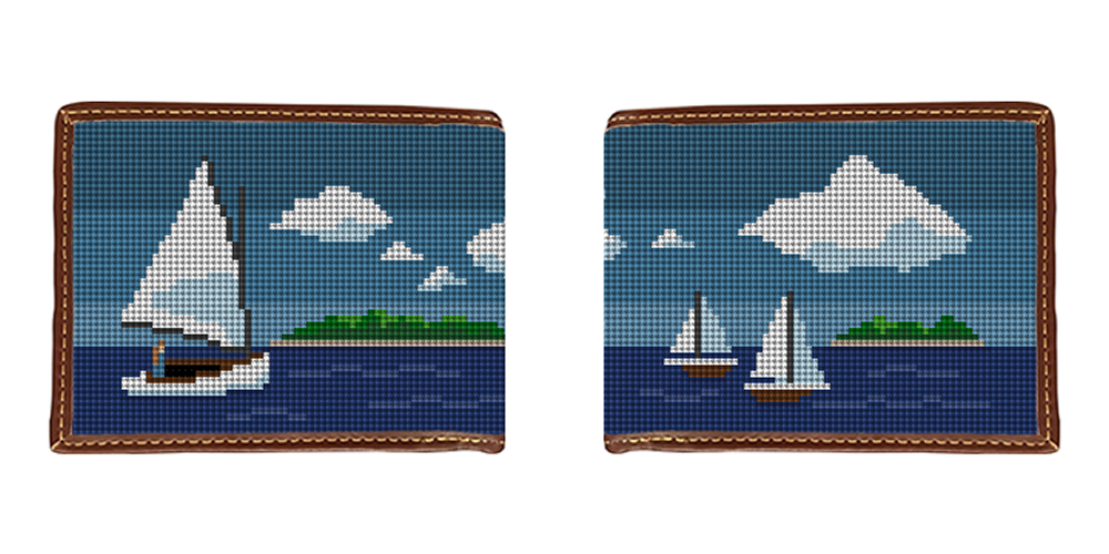 Island Sailing Needlepoint Wallet