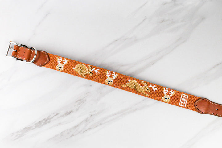 Jackalope Needlepoint Dog Collar