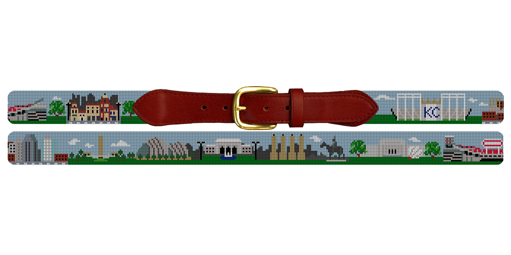 Kansas City Landscape Needlepoint Belt