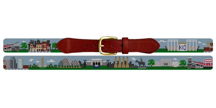 Kansas City Landscape Needlepoint Belt