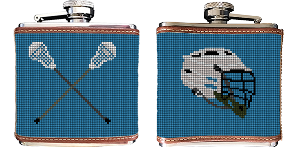 Lacrosse Needlepoint Flask