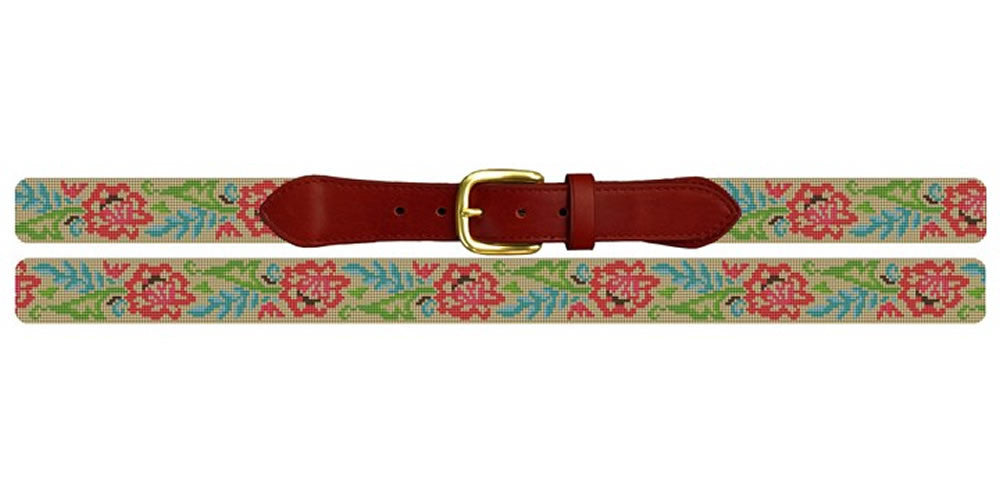 Lacy Floral Needlepoint Belt - Elegant Style – Brewster Belt display picture 2