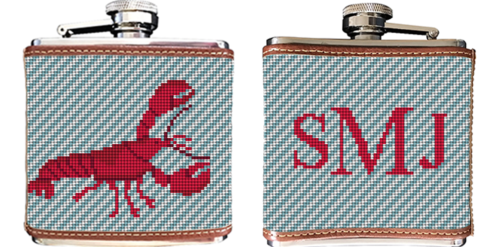 Lobster Needlepoint Flask