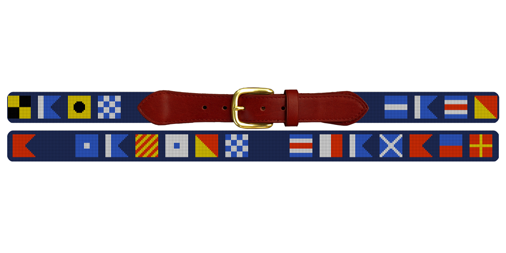 Maritime Signal Flag Needlepoint Belt - Nautical Elegance  display picture 1