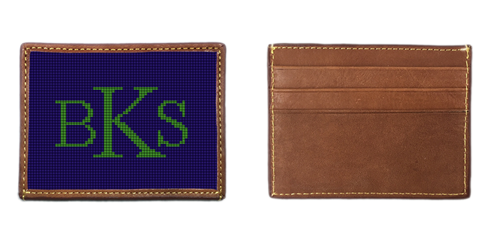 Monogram Needlepoint Card Wallet