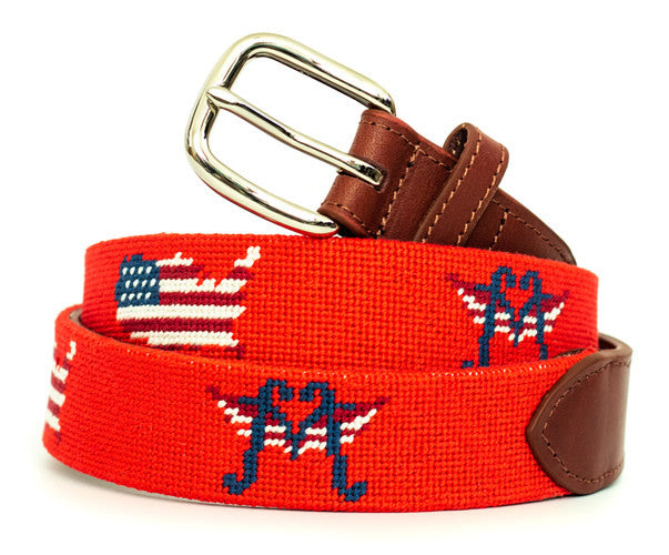 Monssoh Golf Needlepoint Belt Red