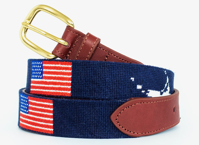 Nantucket and the USA Flag Needlepoint Belt