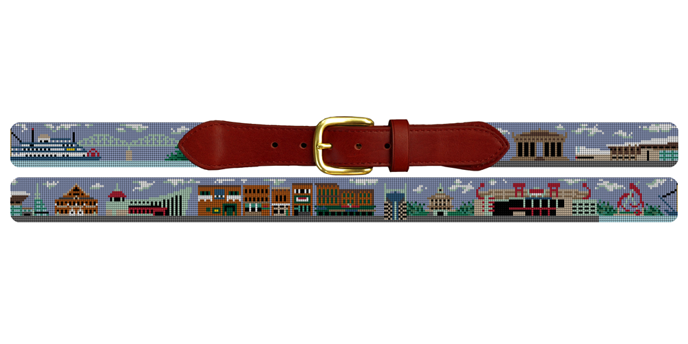 Nashville City Landscape Needlepoint Belt