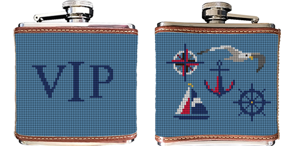 Nautical Needlepoint Flask