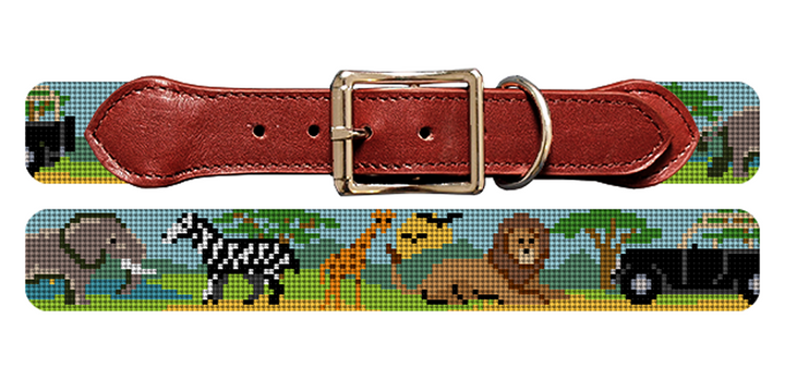 On Safari Needlepoint Dog Collar