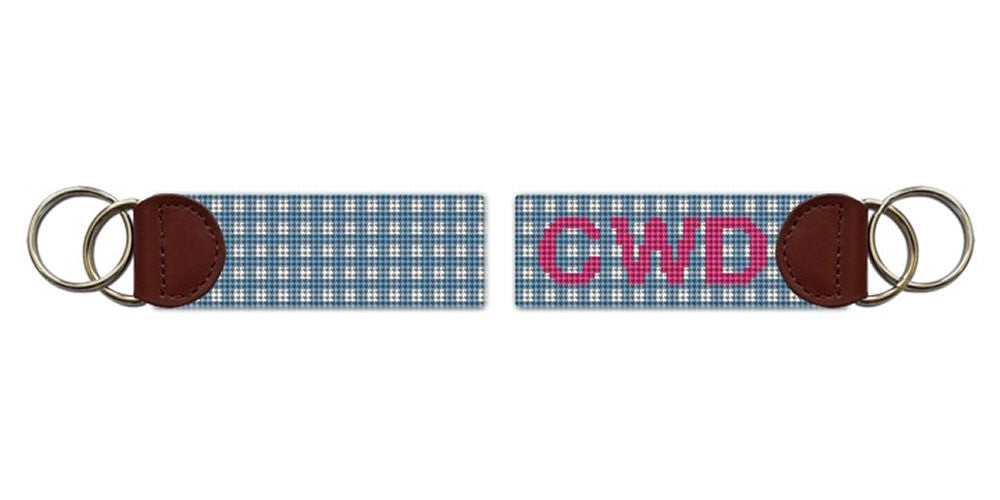 Petite Preppy Gingham Needlepoint Key Fob