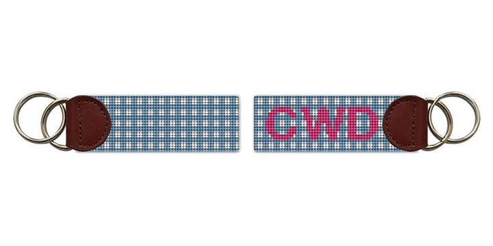 Petite Preppy Gingham Needlepoint Key Fob
