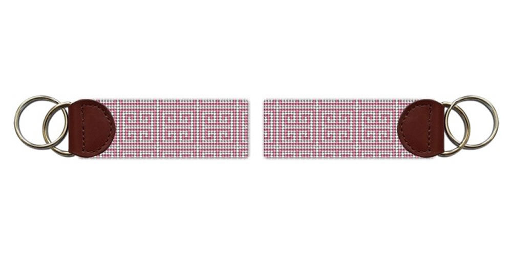 Pink Geometry Needlepoint Key Fob