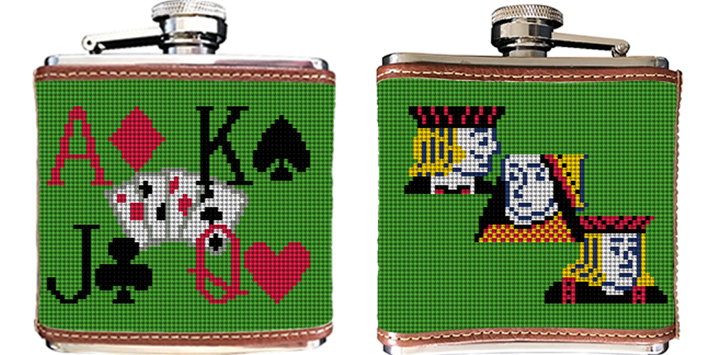 Poker Needlepoint Flask