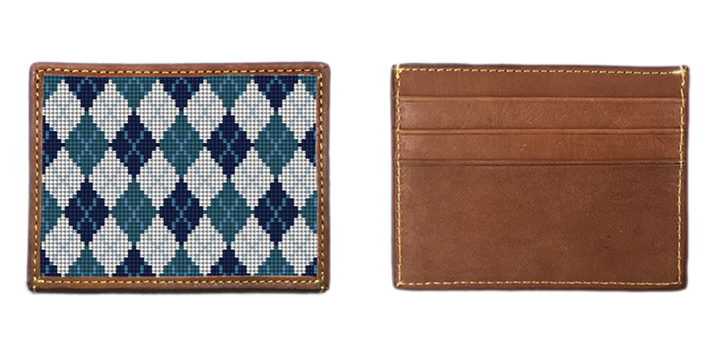 Preppy Argyle Needlepoint Card Wallet