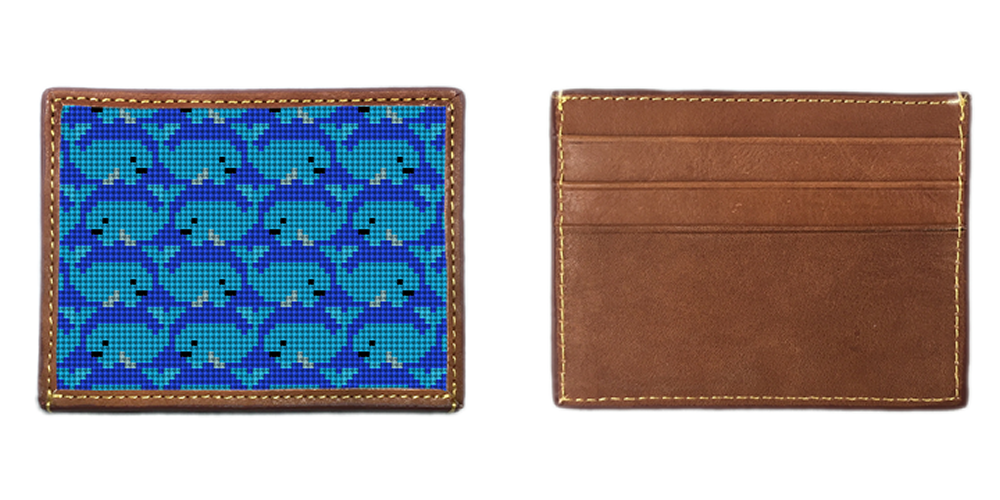 Preppy Whale Needlepoint Card Wallet