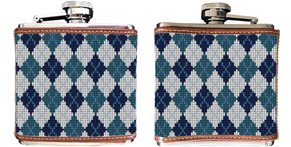 Preppy Argyle Needlepoint Flask