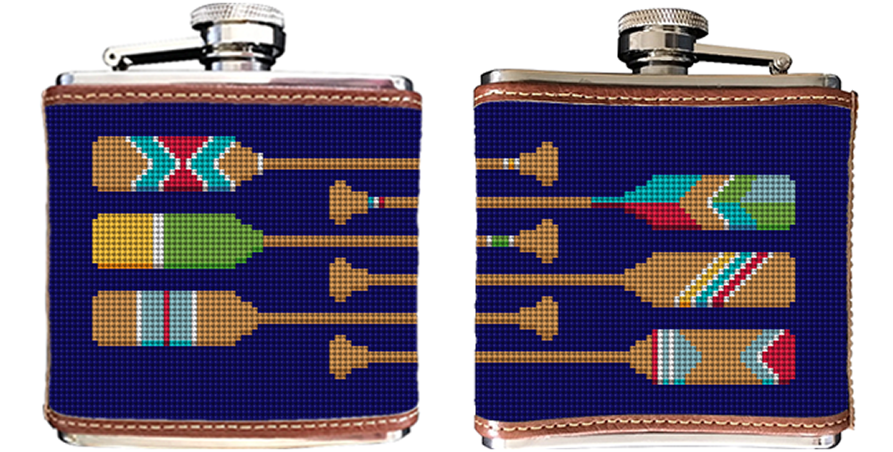 Preppy Paddle Needlepoint Flask