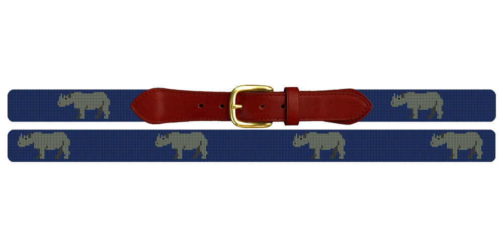 Preppy Rhino Needlepoint Belt