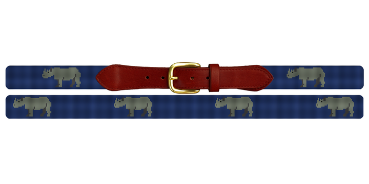 Preppy Rhino Needlepoint Belt