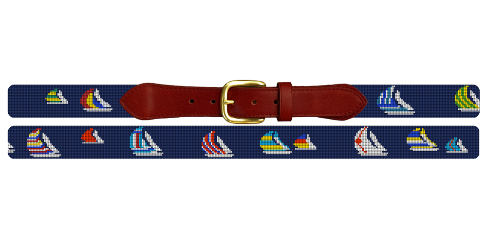 Preppy Sailing Regatta Needlepoint Belt